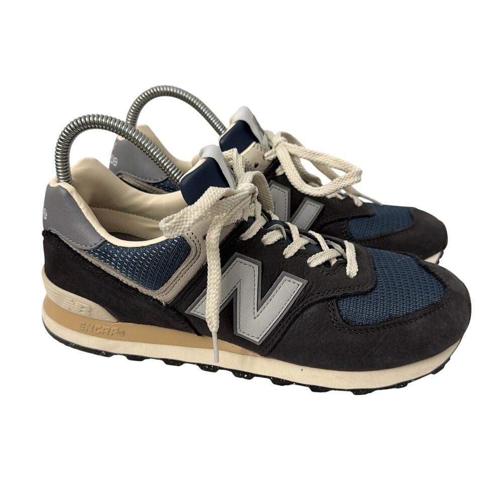 New Balance 574 Shoes Mens Size 8 Blue Leather Mesh Sneakers